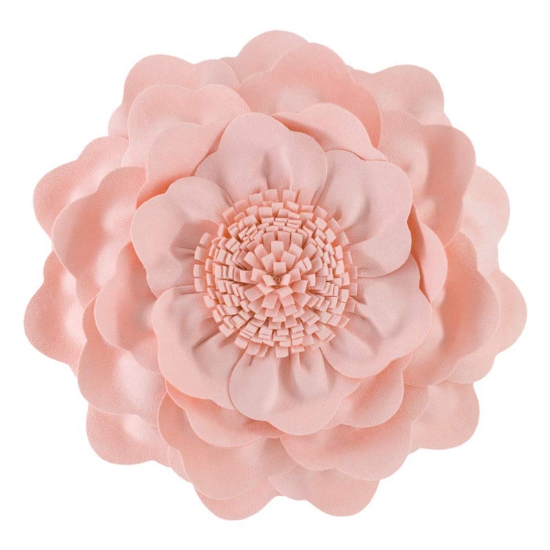 JWH Stereo Flower Throw Pillow Cover Decorative Floral Pillow Case Round Cushion Hand Crafted Pillowcase for Bedroom Bed Couch Living Room 14 Inch Pink - Image 1